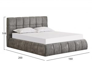 Тапицирано спално легло ЕДИ 160X200 букле в сиво Mebelisto.bg
